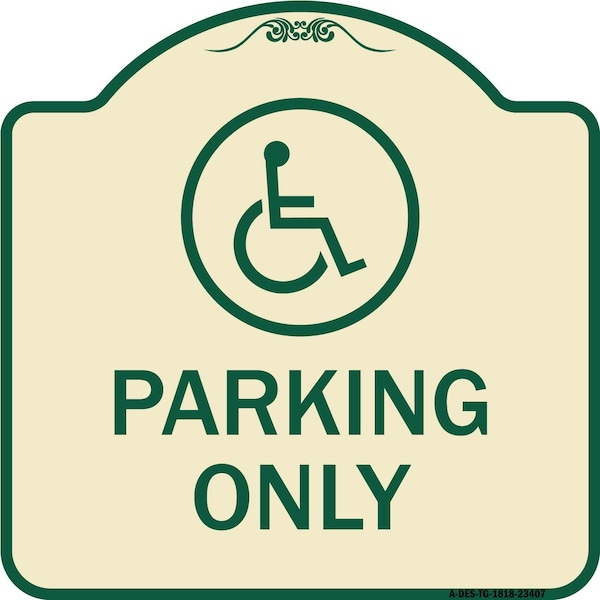 Signmission Parking With New Access Symbol Heavy-Gauge Aluminum Architectural Sign, 18" x 18", TG-1818-23407 A-DES-TG-1818-23407 - main